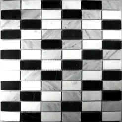 Mosaikfliesen Marmor Schwarz Weiss Mix -Mosafil Shop mosaikfliesen marmor schwarz weiss mix 3 19