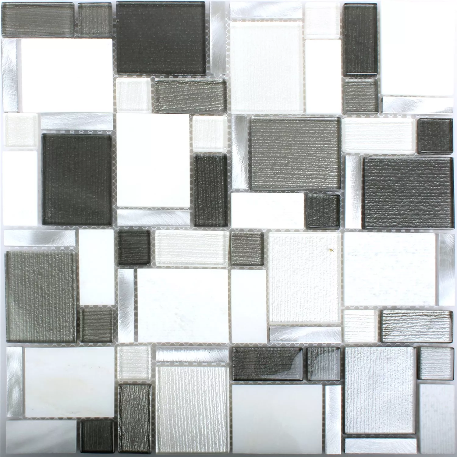 Mosaikfliesen Material Mix Echo Weiss Grau 6 Mosaikfliesen Material Mix Echo Weiss Grau – Bild 4