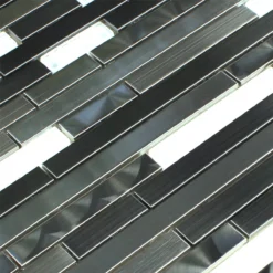 Alternative view of Mosaikfliesen Metall Glas Weiss Silber Sticks