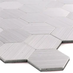 Mosaikfliesen Metall Selbstklebend Mikros Silber Hexagon
