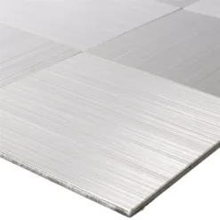 Mosaikfliesen Metall Selbstklebend Mikros Silber Quadrat 100