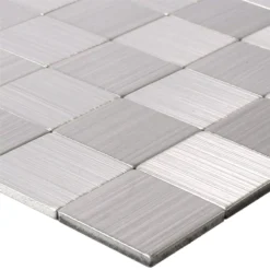 Mosaikfliesen Metall Selbstklebend Mikros Silber Quadrat 25