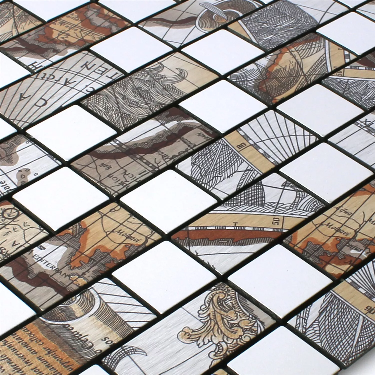 Mosaikfliesen Metall Selbstklebend Pinta Weltkarte Silber Rechteck 4 Mosaikfliesen Metall Selbstklebend Pinta Weltkarte Silber Rechteck – Bild 2