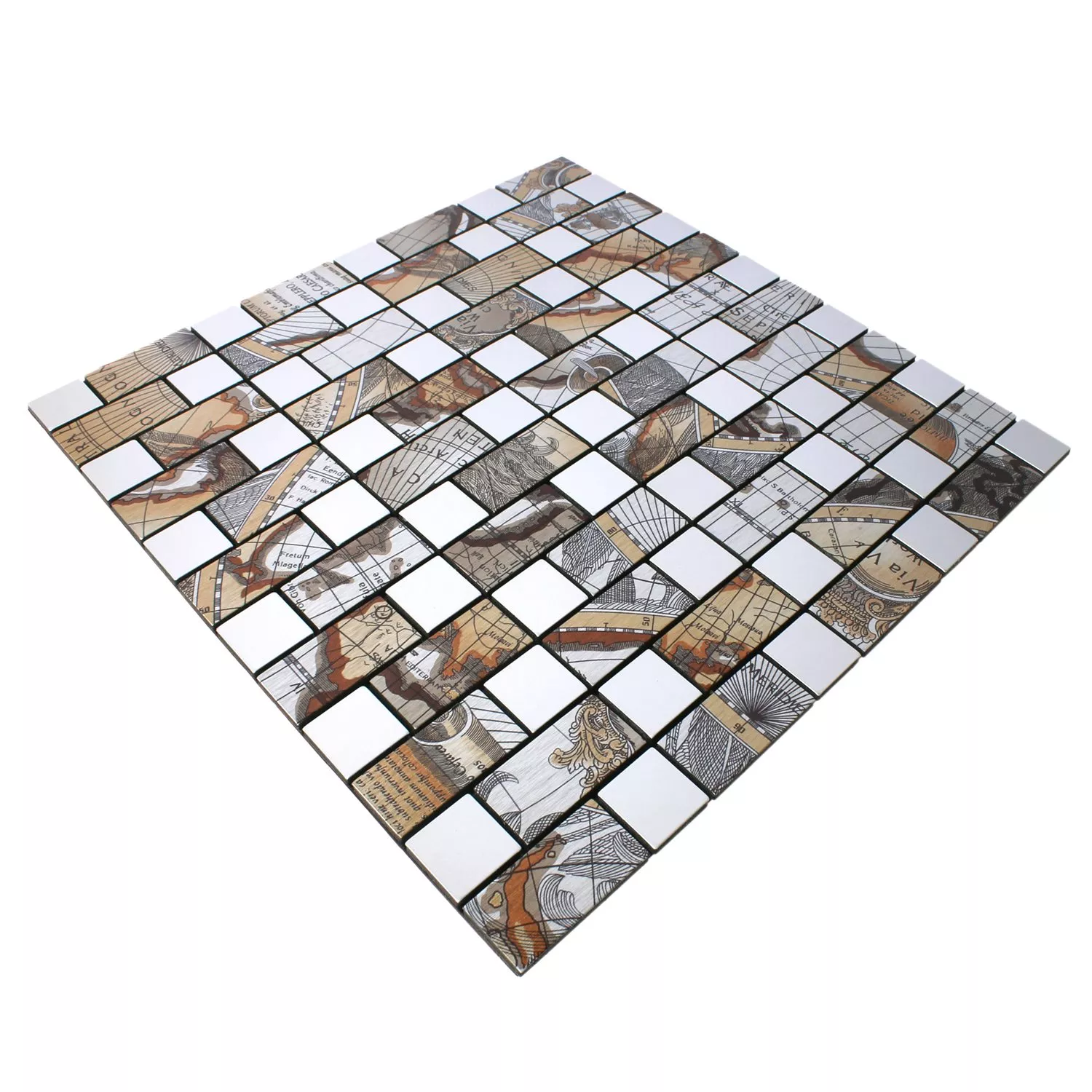 Mosaikfliesen Metall Selbstklebend Pinta Weltkarte Silber Rechteck 5 Mosaikfliesen Metall Selbstklebend Pinta Weltkarte Silber Rechteck – Bild 3