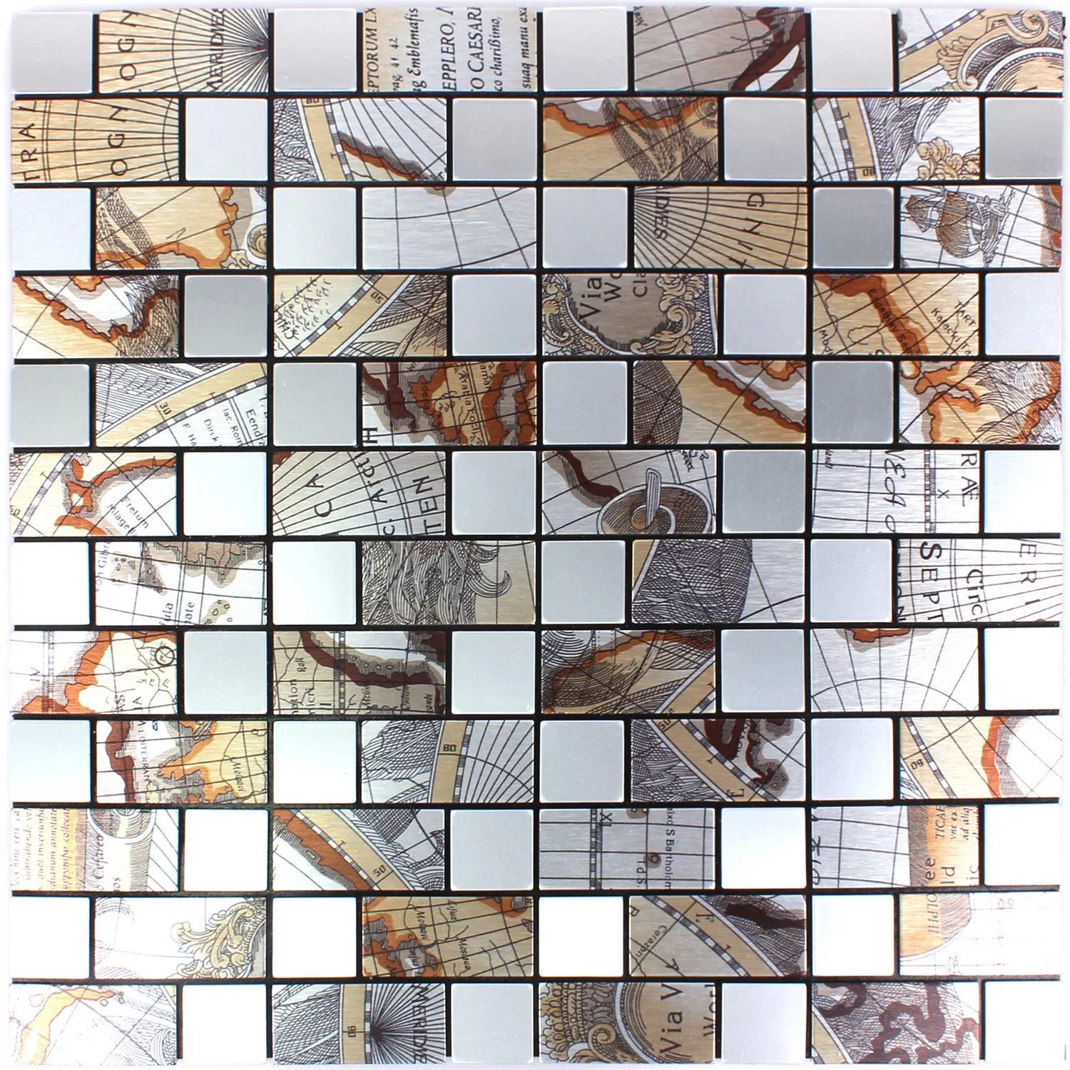 Mosaikfliesen Metall Selbstklebend Pinta Weltkarte Silber Rechteck 6 Mosaikfliesen Metall Selbstklebend Pinta Weltkarte Silber Rechteck – Bild 4