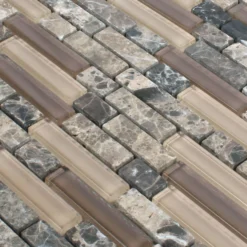 Alternative view of Mosaikfliesen Milos Glas Naturstein Mix Braun Verbund