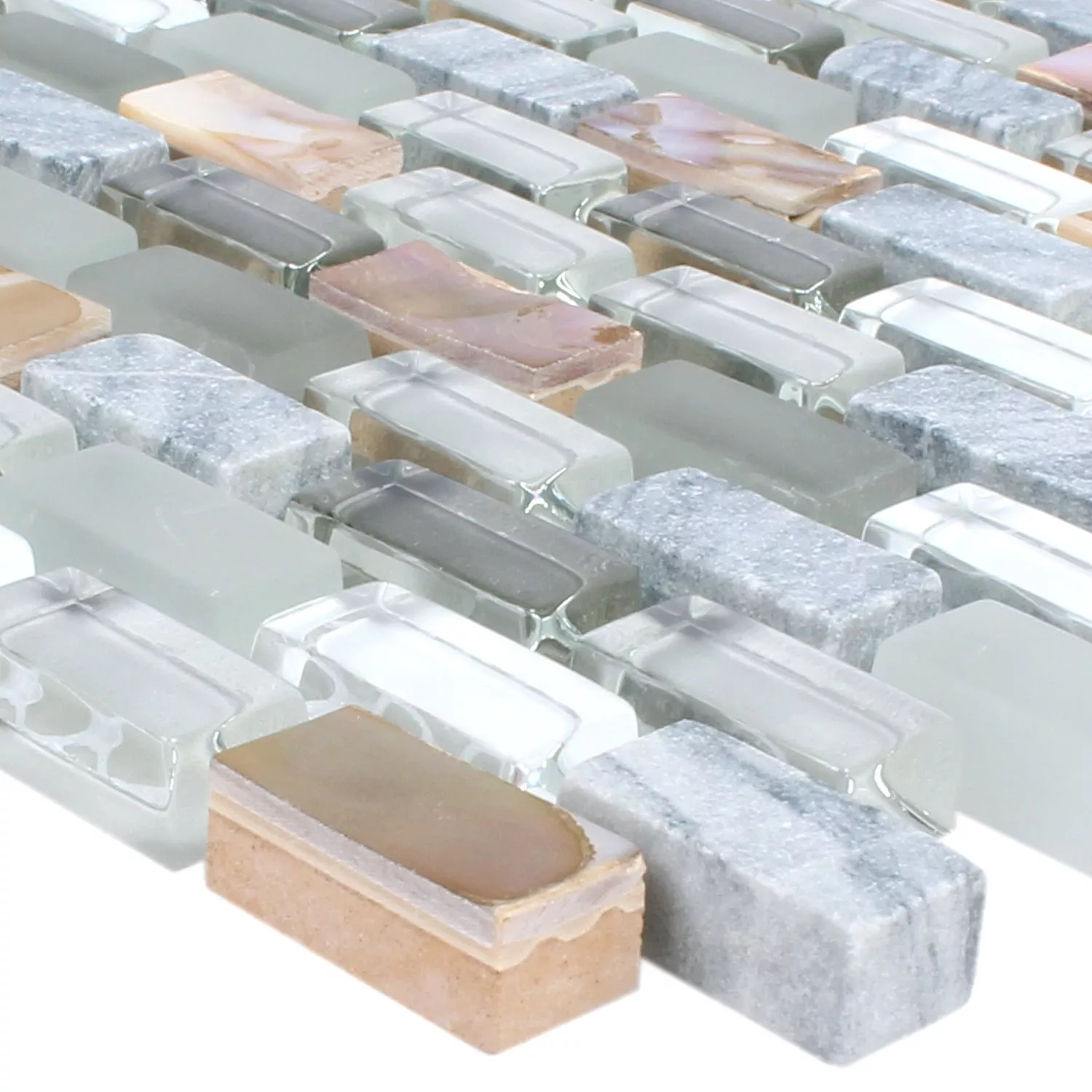 Mosaikfliesen Muschel Glas Naturstein Jasmina Grau 3 Mosaikfliesen Muschel Glas Naturstein Jasmina Grau