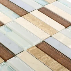Alternative view of Mosaikfliesen Musical Glas Stein Stahl Mix Beige