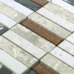 Alternative view of Mosaikfliesen Musical Glas Stein Stahl Mix Grau