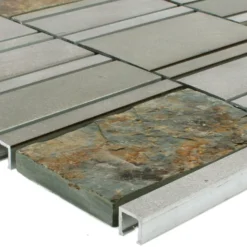Mosaikfliesen Naturstein Aluminium Avanti Braun