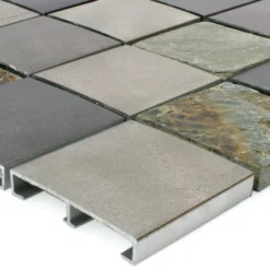 Mosaikfliesen Naturstein Aluminium Moon Braun