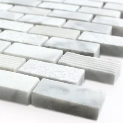 Mosaikfliesen Naturstein Carrara Weiss 15x30x8mm