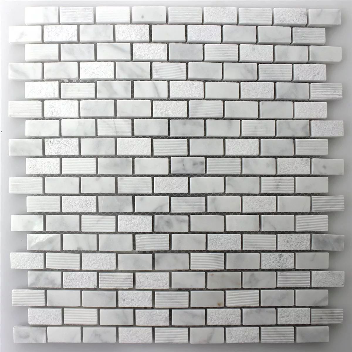 Mosaikfliesen Naturstein Carrara Weiss 15x30x8mm 6 Mosaikfliesen Naturstein Carrara Weiss 15x30x8mm – Bild 4
