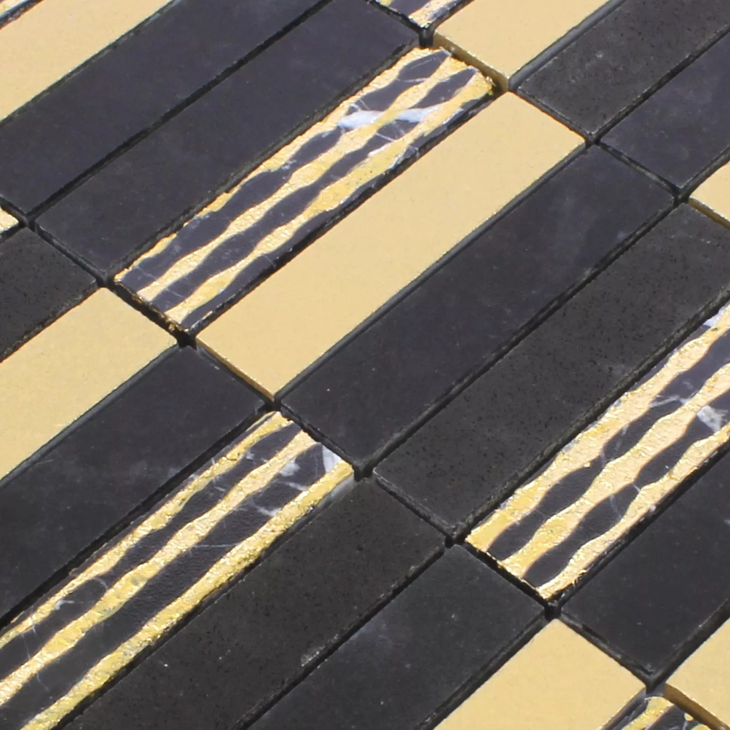 Mosaikfliesen Naturstein Carving Gold Schwarz 4 Mosaikfliesen Naturstein Carving Gold Schwarz – Bild 2