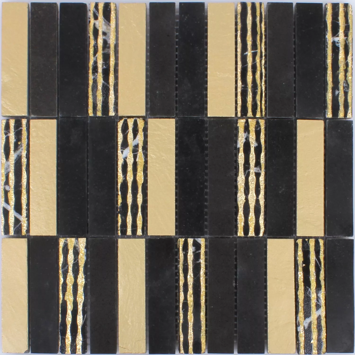 Mosaikfliesen Naturstein Carving Gold Schwarz 6 Mosaikfliesen Naturstein Carving Gold Schwarz – Bild 4