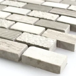 Mosaikfliesen Naturstein Macciato Beige Brown 15x30x8mm