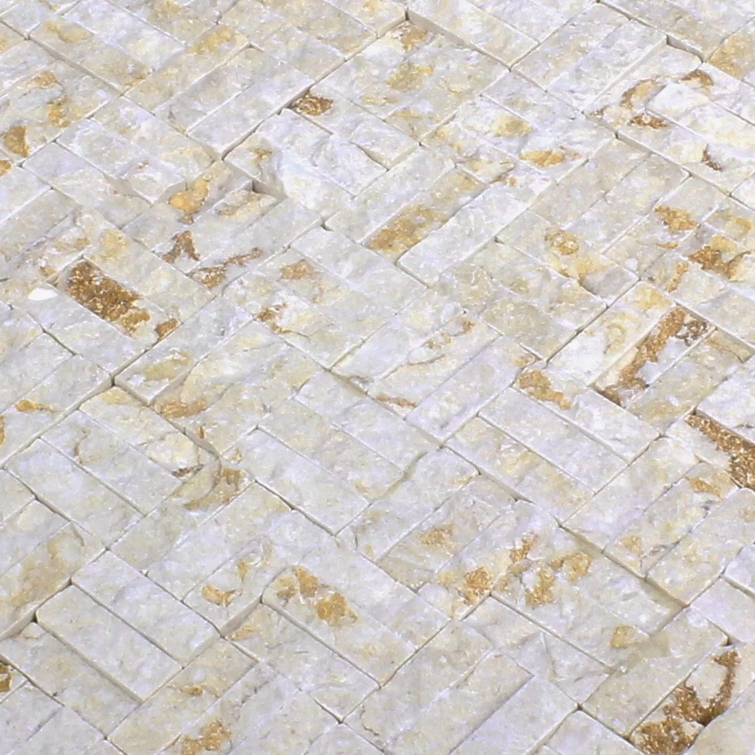 Mosaikfliesen Naturstein Parkett Splitface 3D Beige 4 Mosaikfliesen Naturstein Parkett Splitface 3D Beige – Bild 2