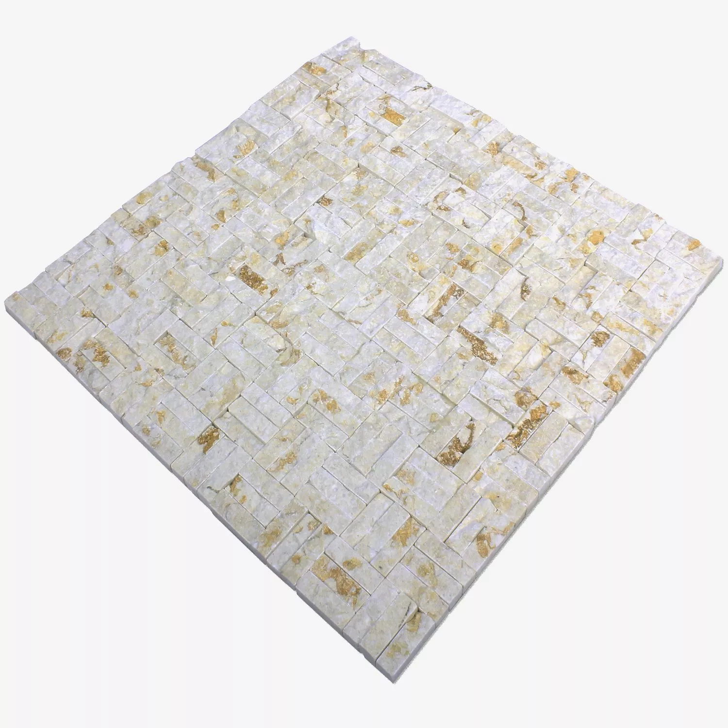 Mosaikfliesen Naturstein Parkett Splitface 3D Beige 5 Mosaikfliesen Naturstein Parkett Splitface 3D Beige – Bild 3