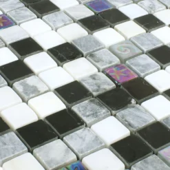 Alternative view of Mosaikfliesen Relief Marmor Glas Mix Schwarz Grau Weiss