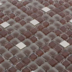 Alternative view of Mosaikfliesen Rotterdam Edelstahl Glas Mix Braun Silber