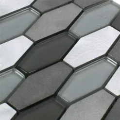 Alternative view of Mosaikfliesen Sechseck Hexagon Lupo Schwarz Silber