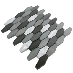 Mosaikfliesen Sechseck Hexagon Lupo Schwarz Silber -Mosafil Shop mosaikfliesen sechseck hexagon lupo schwarz silber 3 38