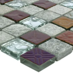 Mosaikfliesen Sheldrake Grau Silber
