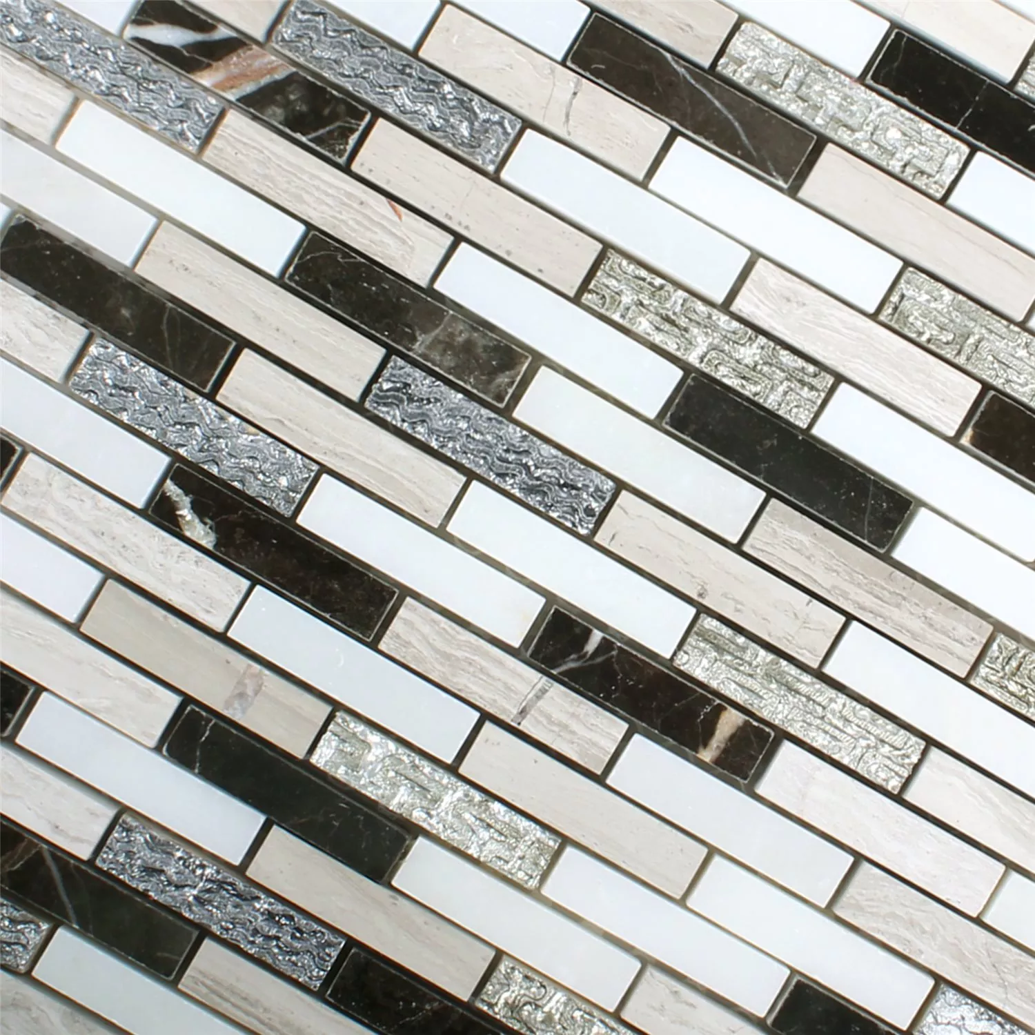 Mosaikfliesen Sicilia Silber Braun Weiss Grau Brick 4 Mosaikfliesen Sicilia Silber Braun Weiss Grau Brick – Bild 2