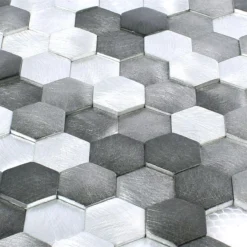 Mosaikfliesen Sindos Hexagon 3D Schwarz Silber 8 Mosaikfliesen Sindos Hexagon 3D Schwarz Silber -Mosafil Shop mosaikfliesen sindos hexagon 3d schwarz silber 2 88