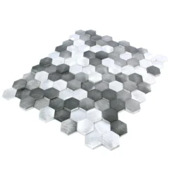 Mosaikfliesen Sindos Hexagon 3D Schwarz Silber 9 Mosaikfliesen Sindos Hexagon 3D Schwarz Silber -Mosafil Shop mosaikfliesen sindos hexagon 3d schwarz silber 3 56