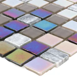Mosaikfliesen Tallinn Marmor Glas Perlmutt Grau Braun