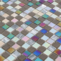 Alternative view of Mosaikfliesen Tallinn Marmor Glas Perlmutt Grau Braun