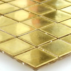 Mosaikfliesen Trend-Vi Glas Blatt Gold 24 Karat 1x1cm