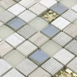 Alternative view of Mosaikfliesen Venzona Hellgrau Gold 23
