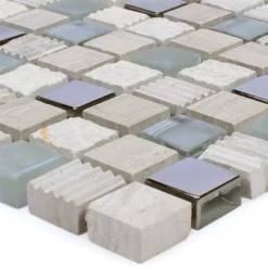 Mosaikfliesen Venzona Hellgrau Silber