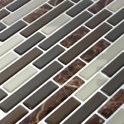 Alternative view of Mosaikfliesen Vinyl Braun Mix Selbstklebend 4er Pack