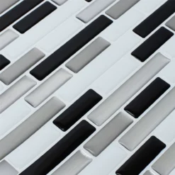 Alternative view of Mosaikfliesen Vinyl Stäbchen Silber Schwarz Mix 4er Pack