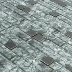 Alternative view of Mosaikfliesen Zaide Edelstahl Glas Mix Grau