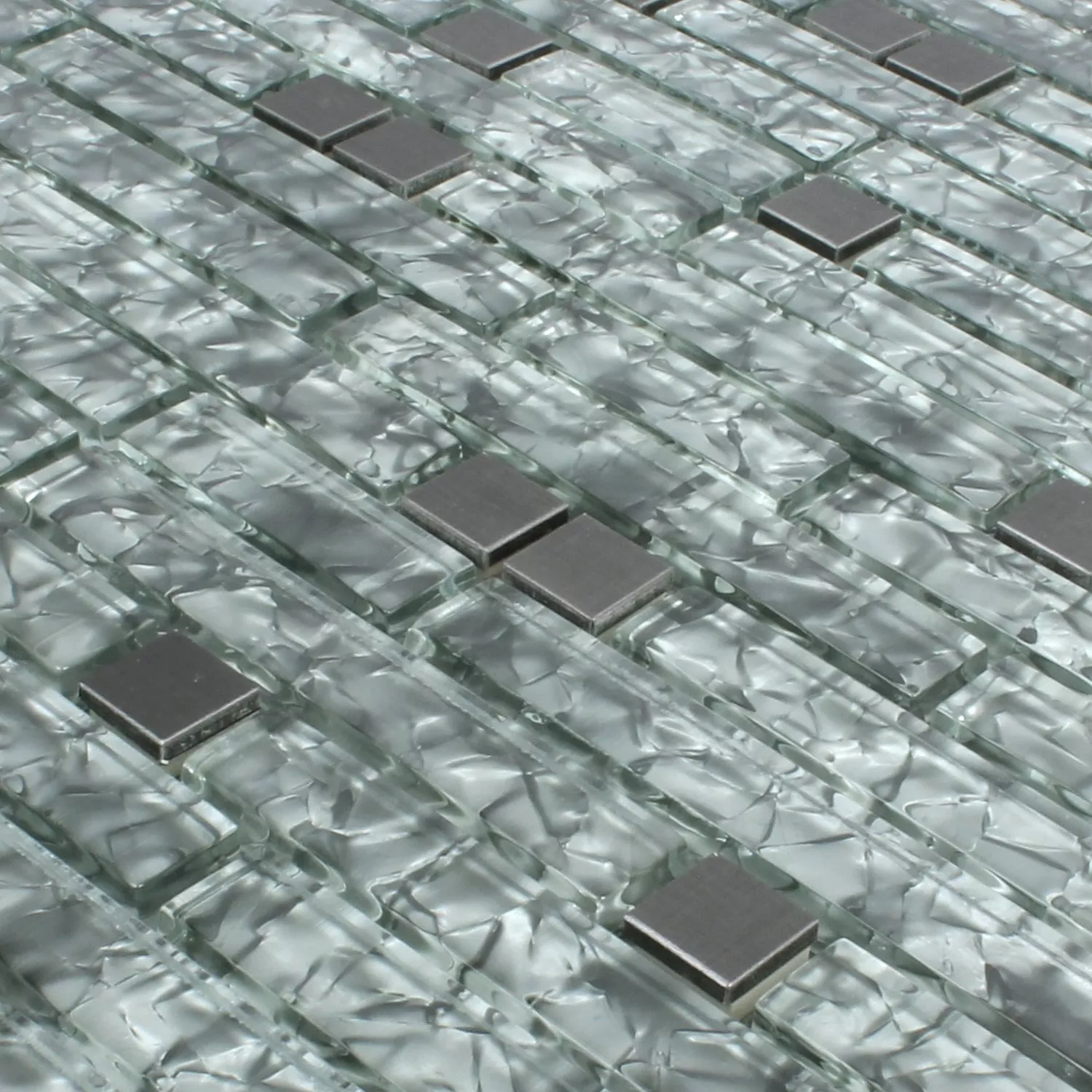 Mosaikfliesen Zaide Edelstahl Glas Mix Grau 4 Mosaikfliesen Zaide Edelstahl Glas Mix Grau – Bild 2