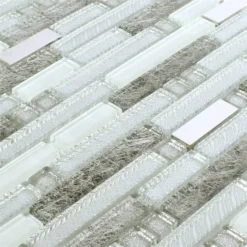 Alternative view of Mosaikfliesen Zaide Glas Alu Mix Silber Grau