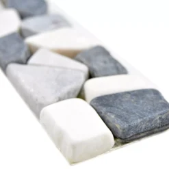 Naturstein Fliesenbordüre Riesco Schwarz Grau Weiß