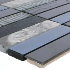Naturstein Glas Aluminium Mosaikfliesen Akrites Schwarz