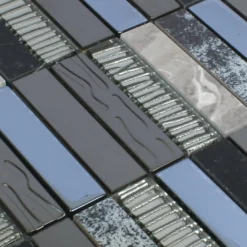 Alternative view of Naturstein Glas Aluminium Mosaikfliesen Akrites Schwarz