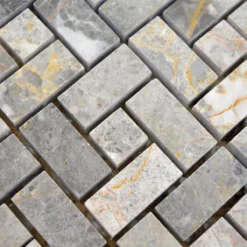 Alternative view of Naturstein Marmor Mosaik Fliesen Umay Hellgrau Orange