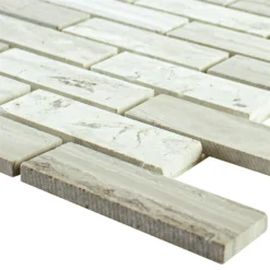 Naturstein Mosaik Xamur Selbstklebend Weiß Grau