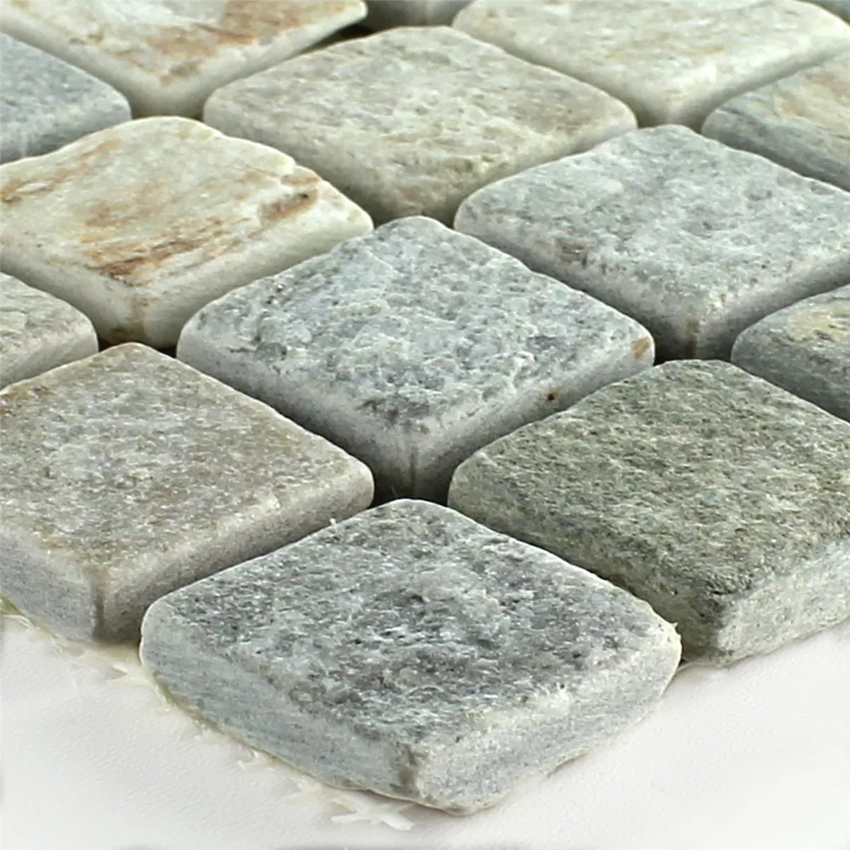 Naturstein Quarzit Mosaik Fliesen Beige Grau 22x22mm 3 Naturstein Quarzit Mosaik Fliesen Beige Grau 22x22mm