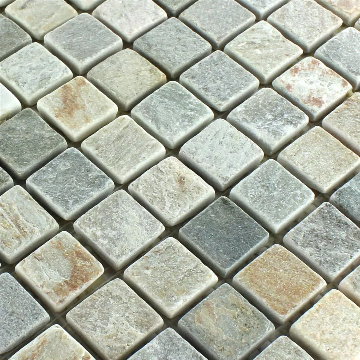 Naturstein Quarzit Mosaik Fliesen Beige Grau 22x22mm 4 Naturstein Quarzit Mosaik Fliesen Beige Grau 22x22mm – Bild 2