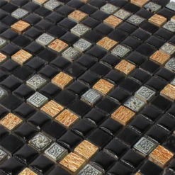 Alternative view of Naturstein Resin Ornament Mosaik Schwarz Kupfer