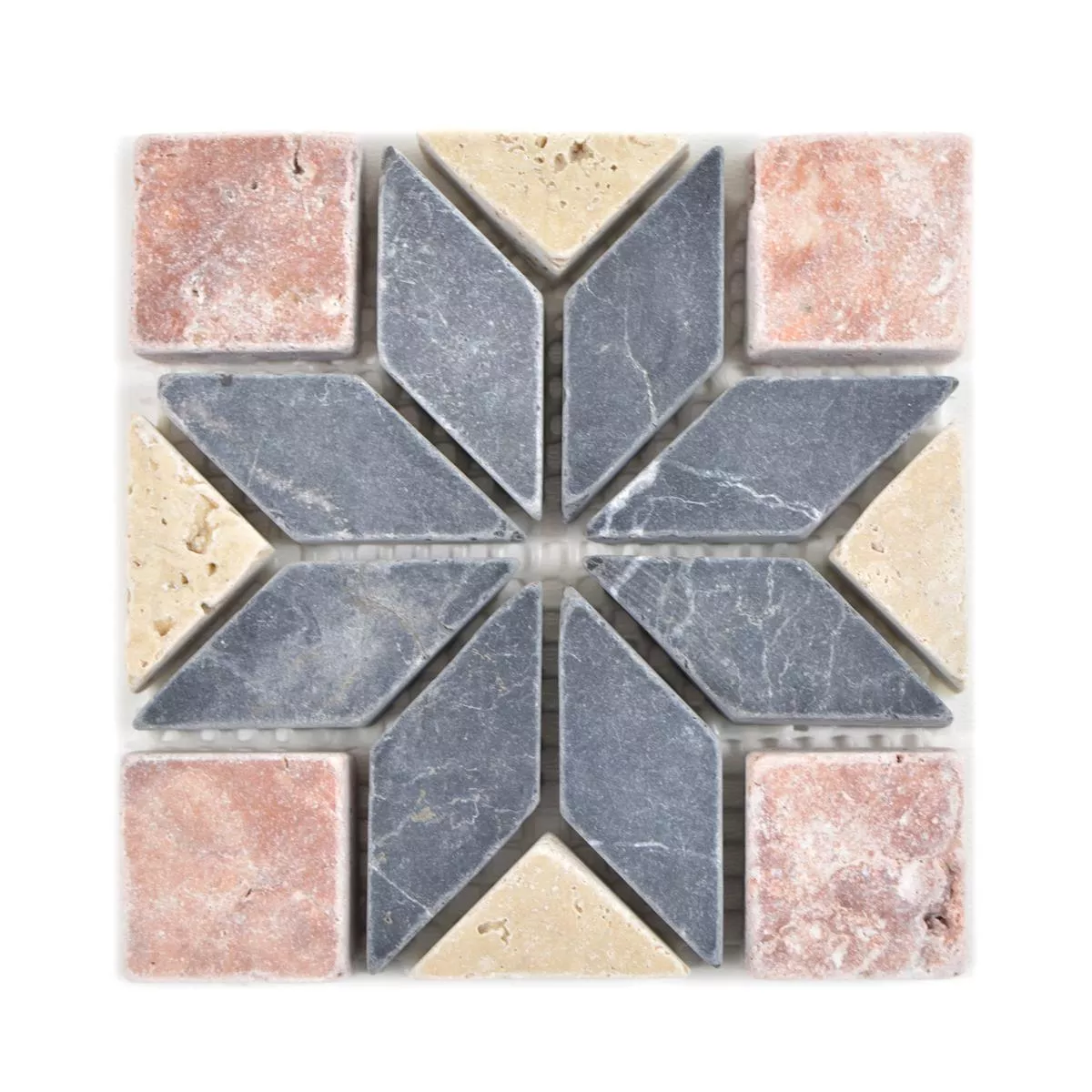Naturstein Rosone Gramling Beige Rot Schwarz 10x10cm 3 Naturstein Rosone Gramling Beige Rot Schwarz 10x10cm