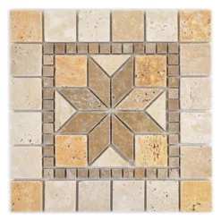 Naturstein Rosone Volney Beige Braun Gold 30x30cm